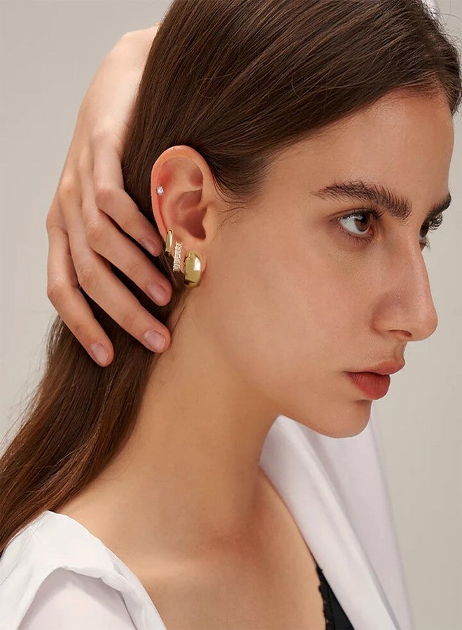 YOFECIO Small Gold Hoop Earrings for Women,Gold Huggie Hoop Earrings Hypoallergenic Trendy Dangle Cartilage Earring Sets for Multiple Piercing Lightweight Small Hoop Earrings Set for Women - Image 3